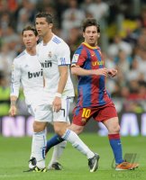 FUSSBALL International Primera Division 10/11:  C. Ronaldo (Real Madrid) und  Messi (Barca)