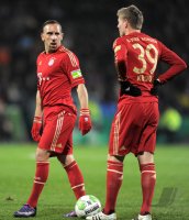Fussball DFB Pokal 11/12 : Franck Ribery, Toni Kroos (v. li., FC Bayern Muenchen)