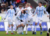 2. Fussball Bundesliga:  (v. li.) 1860 Jubel nach dem Tor zum 1:1, Alexander Ludwig, Moritz Leitner, Stefan Aigner, Christopher Schindler