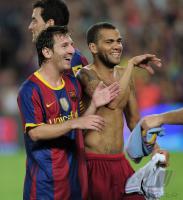 FUSSBALL International :  MESSI  und Daniel ALVES (FC Barcelona)
