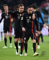 Fussball 1. Bundesliga Saison 14/15: Franck Ribery (FC Bayern Muenchen) und Mario Goetze (FC Bayern Muenchen)