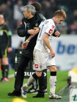 Fussball 1. Bundesliga, Saison 2011/2012: Marco Reus (re,) mit Trainer Lucien Favre (Borussia Moenchengladbach)