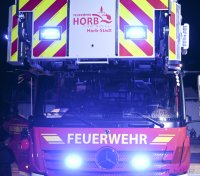 Begruessung der neuen Drehleiter der Freiwilligen Feuerwehr Horb