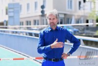 Eroeffnung Radbruecke Tuebingen; Tuebingens Oberbuergermeister Boris Palmer (Die Gruenen)