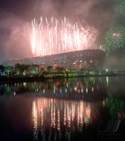 FUSSBALL  Olympia 2008  EROEFFNUNGSFEIER Feuerwerk