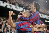 Fussball Int: CHL: Barcelona - Chelsea, Jubel RONALDINHO