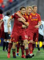 FUSSBALL SERIE A:  Francesco Totti, John Arne Riise (v. li., AS Rom)