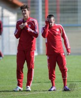 Fussball 1. Bundesliga: Mario Gomez (li,)  mit Franck Ribery (FC Bayern Muenchen)