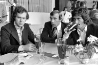 Fussball WM 1974: Beckenbauer, Hoettges, Mueller (GER)