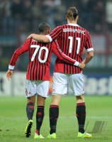 Fussball CHL  Saison 2011/2012:  Robinho, Zlatan Ibrahimovic (v. li., AC Mailand)