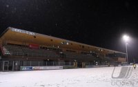 Fussball Regionalliga Suedwest 20/21: Ball im Schnee am 09.12.2020 in der Balinger Bizerba Arena