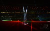 Fussball 1. Bundesliga, Saison 2012/2013:  Der FCB wuenscht Frohe Weihnachten mit einer LASER SHOW in der Allianz Arena