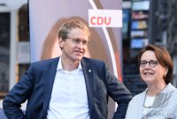 Politik, Wahlkampf CDU; Daniel Guenther und Annette Widmann - Mauz