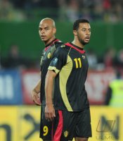 Fussball Nationalmannschaft :  Moussa Demb (links) und Marvin Ogunjimi (rechts beide BEL)
