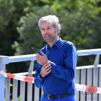 Eroeffnung Radbruecke Tuebingen; Tuebingens Oberbuergermeister Boris Palmer (Die Gruenen)