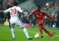 Fussball 1. Bundesliga, Saison 2012/2013:  Daniel Carvajal (li, Bayer 04 Leverkusen) gegen David Alaba (FC Bayern Muenchen)