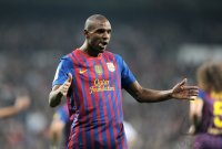 FUSSBALL International  COPA DEL REY  11/12: JUBEL nach dem TOR zum 1:2 durch Eric Abidal (Barca)