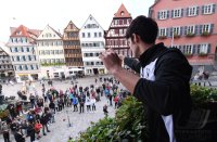 Basketball 1. Bundesliga 17/18  Teamvorstellung Walter Tigers Tuebingen auf dem Rathausbalkon