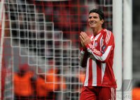 Fussball Champions League  Saison 2010/2011: JUBEL Mario Gomez (FC Bayern Muenchen)