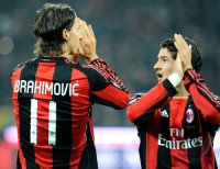 FUSSBALL SERIE A: Zlatan Ibrahimovic, Pato (v. li., AC Mailand)