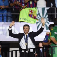 Fussball Champions League Finale 2015: JUBEL Trainer Luis Enrique (Barca)