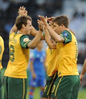 Fussball AFC Asian Cup 2011:  Luke Wilkshire, Harry Kewell (v. li., Australien)