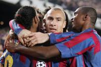 Fussball Int: CHL: Barcelona - Chelsea, Jubel RONALDINHO