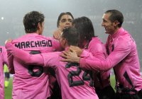FUSSBALL SERIE A:  Jubel Fabio Grosso , Alessandro Matri , Emanuele Giaccherini , Giorgio Chiellini (v. li., Juventus Turin)