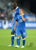 Fussball International Testspiel: Mario Balotelli (li,) mit Sebastian Giovinco (Italien)