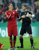 Fussball DFB Pokal 11/12 :  Nils Petersen , Torwart Hans Joerg Butt (v. li., FC Bayern Muenchen)