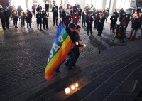 Tuebingen; Stille Mahnwache fuer Frieden auf dem Tuebinger Holzmarkt