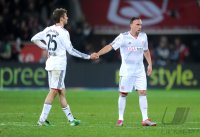 Fussball 1. Bundesliga : Thomas Mueller, Franck Ribery (v. li., FC Bayern Muenchen)