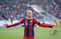 Fussball 1. Bundesliga Saison 14/15: JUBEL Arjen Robben (FC Bayern Muenchen)