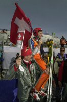 Olympische Winterspiele 2002 Skispringen: JUBEL: Simon Ammann (Schweiz)