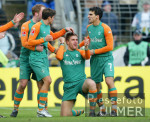 Fussball 1. Bundesliga: Gladbach - Bremen, Jubel Bremen n. 1:1