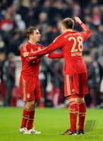 Fussball 1. Bundesliga : Holger Badstuber (FC Bayern Muenchen) und Philipp Lahm (FC Bayern Muenchen)