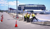 Fussball FIFA WM 2026; Asphaltarbeiten am WM Stadion, New York / New Jersey Stadium