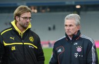 Fussball 1. Bundesliga, Saison 2012/2013:  Trainer Juergen Klopp (li, Borussia Dortmund) mit Trainer Jupp Heynckes (FC Bayern Muenchen)