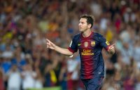 FUSSBALL Primera Division/Super Cup 2012: JUBEL Lionel Messi (Barca)