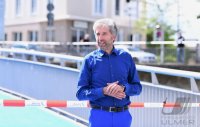 Eroeffnung Radbruecke Tuebingen; Tuebingens Oberbuergermeister Boris Palmer (Die Gruenen)