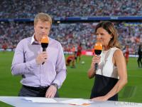 Fussball International: Audi Cup 2009  KAHN und ZDF Moderatorin Mueller Hohenstein