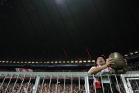Fussball CHL  Saison 2011/2012:  FC Bayern Fan in der  Allianz-Arena Muenchen