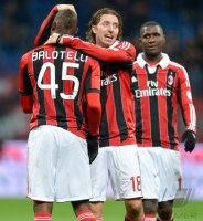 FUSSBALL SERIE A:  Mario Balotelli, Montolivo Riccardo  (v. li., AC Mailand)