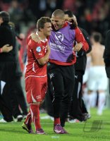 Fussball U21-EURO 2011 Halbfinale: JUBEL nach dem Sieg Xherdan Shaqiri mit Pajtim Kasami (v. li., Schweiz)