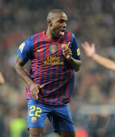 FUSSBALL International  COPA DEL REY  11/12: JUBEL nach dem TOR zum 1:2 durch Eric Abidal (Barca)