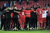 Fussball U21-EURO 2011 Halbfinale:  JUBEL nach dem Sieg Schweiz JUBELTRAUBE