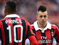 FUSSBALL SERIE A:  Kevin Prince Boateng mit Stephan El Shaarawy (v. li., AC Mailand)