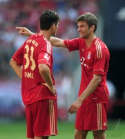 Fussball 1. Bundesliga, Saison 2011/2012:  Mario Gomez , Thomas Mueller (v. li., FC Bayern Muenchen)