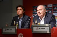 Basketball 1. Bundesliga 2012/2013:  Sportdirektor Marko Pesic und Praesident Uli Hoeness (v. li., FC Bayern Muenchen)