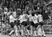 Fussball-EM 1972 Finale: Jubel Schwarzenbeck, Breitner, Netzer, Hoeness, Mueller